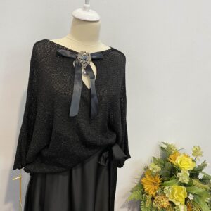 Bluză cu fir strălucitor negru - imagine 6