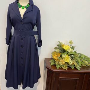 Rochie bleumarin cu nasturi în fata - imagine 4