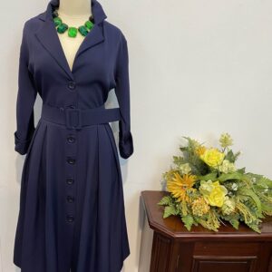 Rochie bleumarin cu nasturi în fata - imagine 1
