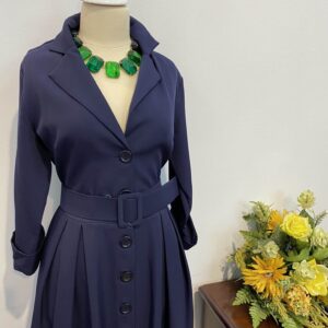 Rochie bleumarin cu nasturi în fata - imagine 3
