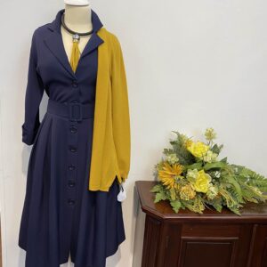 Rochie bleumarin cu nasturi în fata - imagine 2