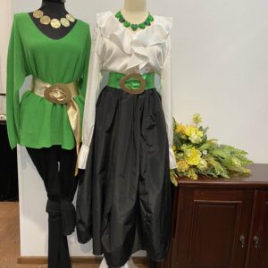 Bluza albă cu volan și cordon - imagine 7