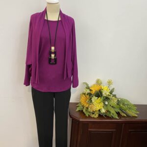 Bluza orhidee cu esarfa - imagine 3