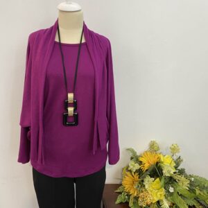 Bluza orhidee cu esarfa - imagine 2