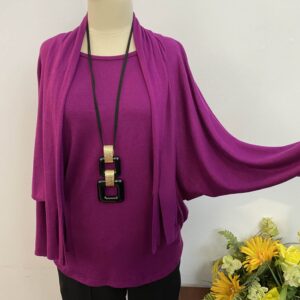 Bluza orhidee cu esarfa - imagine 1