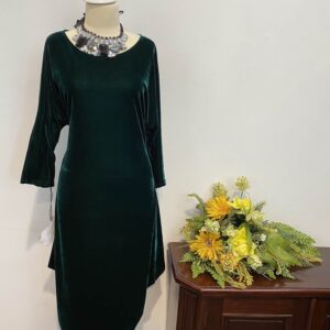 Rochie catifea verde - imagine 2