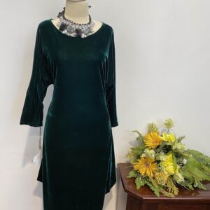 Rochie catifea verde - imagine 3