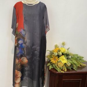 Rochie gri cu pictură - imagine 2