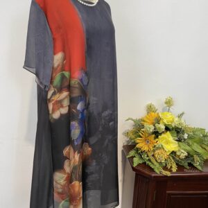 Rochie gri cu pictură - imagine 3