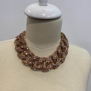 Colier lanț cu strasuri rose gold - imagine 1