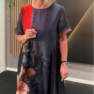 Rochie gri cu pictură - imagine 1