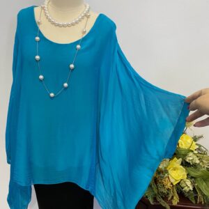 Bluza mătase turcoaz - imagine 1