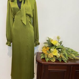 Rochie verde cu trandafiri XL - imagine 2