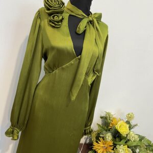 Rochie verde cu trandafiri XL - imagine 3